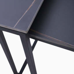 Tyler Black Ceramic Nest of 2 Side Tables - Nest of Tables Black Ceramic Top / Black Powder Coated Metal Legs - thumbnail 5