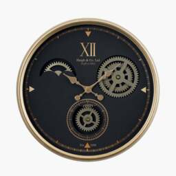 Black and Champagne Metal Cogs Wall Clock - thumbnail 1