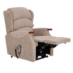 Westbury Petite Recliner Armchair - Petite Manual Recliner Fabric - Manual Recliner - Luna Silver / Teak Knuckle - thumbnail 4