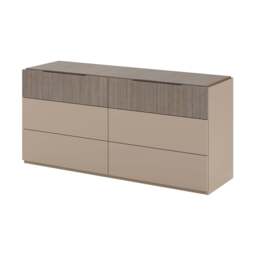 Portento 6 Drawer Chest - 6 Drawer Chest Taupe Cannete Wood matt - thumbnail 1