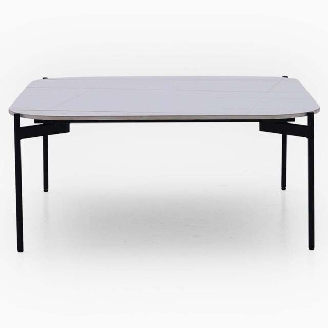 Rocco White and Gold Square Coffee Table - Square Coffee Table White & Gold Ceramic Top / Black Powder Coated Metal Legs - image 1