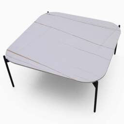 Rocco White and Gold Square Coffee Table - Square Coffee Table White & Gold Ceramic Top / Black Powder Coated Metal Legs - thumbnail 2