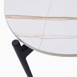 Rocco White and Gold Square Coffee Table - Square Coffee Table White & Gold Ceramic Top / Black Powder Coated Metal Legs - thumbnail 3