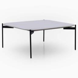 Rocco White and Gold Square Coffee Table - Square Coffee Table White & Gold Ceramic Top / Black Powder Coated Metal Legs - thumbnail 5