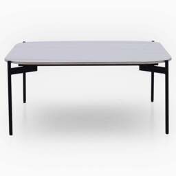 Rocco White and Gold Square Coffee Table - Square Coffee Table White & Gold Ceramic Top / Black Powder Coated Metal Legs - thumbnail 1
