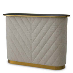 Eichholtz Matthew Bar Forrester Off-White  Black Beveled Glass  Brushed Brass Finish - Bar Forrester Off-White  Black Beveled Glass  Brushed Brass Finish