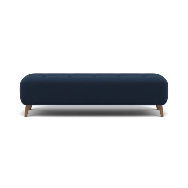 Phoebe Footstool - Medium Bench Stool Grade B - Plush Velvet Indigo / Weathered Oak - image 1