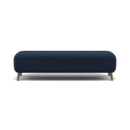 Phoebe Footstool - Medium Bench Stool Grade B - Plush Velvet Indigo / Weathered Oak - thumbnail 1
