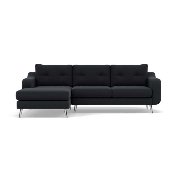 Phoebe Large Chaise Sofa - Large Chaise Sofa LHF Standard Back Grade B - Left Hand Facing - Plush Velvet Charcoal / Chrome - image 1