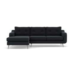 Phoebe Large Chaise Sofa - Large Chaise Sofa LHF Standard Back Grade B - Left Hand Facing - Plush Velvet Charcoal / Chrome - thumbnail 1