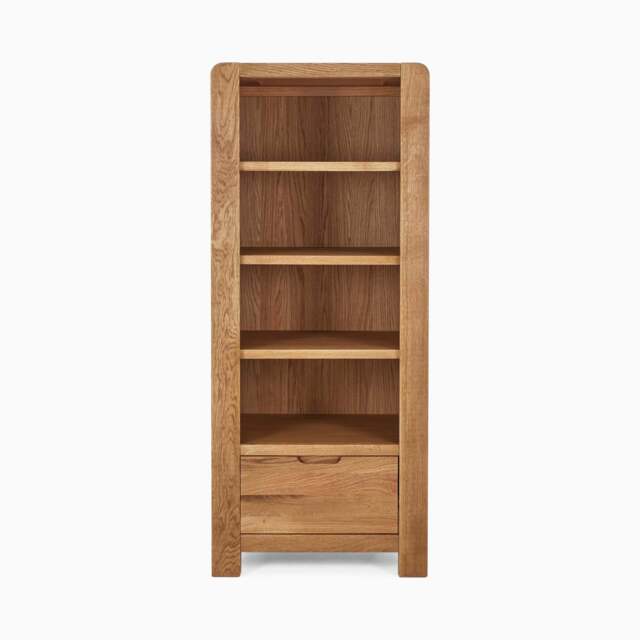 Solvi Tall Display Unit - Tower Unit Solid Oak / Oak Veneer - image 1