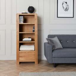 Solvi Tall Display Unit - Tower Unit Solid Oak / Oak Veneer - thumbnail 2