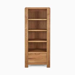 Solvi Tall Display Unit - Tower Unit Solid Oak / Oak Veneer - thumbnail 1