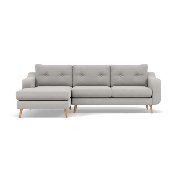 Phoebe Large Chaise Sofa - Large Chaise Sofa LHF Standard Back Grade B - Left Hand Facing - Plush Velvet Silver / Natural - image 1