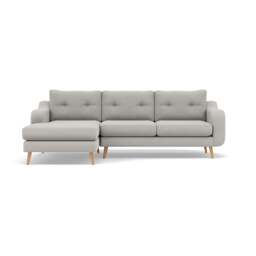 Phoebe Large Chaise Sofa - Large Chaise Sofa LHF Standard Back Grade B - Left Hand Facing - Plush Velvet Silver / Natural