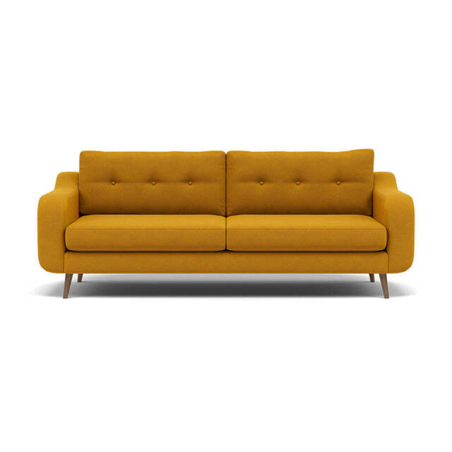 Phoebe 4 Seater Sofa - Extra Large Sofa Standard Back Grade B - Plush Velvet Turmeric / Weathered Oak - image 1