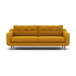 Phoebe 4 Seater Sofa - Extra Large Sofa Standard Back Grade B - Plush Velvet Turmeric / Weathered Oak