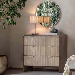 Colonna 3 Drawer Chest - 3 Drawer Chest Natural Mango Wood / Brass - thumbnail 2