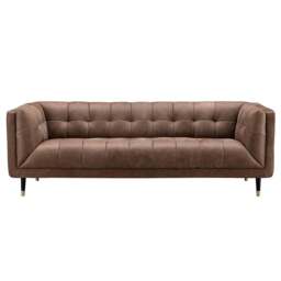 Cassia 4 Seater Sofa - 3.5 Seater Sofa Voyager Leather - Feet: 178mm Brass Tipped Legs Grey Oak / VOYAGER Y-1759 Cannon
