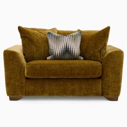 Stafford Loveseat - Cuddler Sofa Fabric - Kobe Brick / Smoke Feet