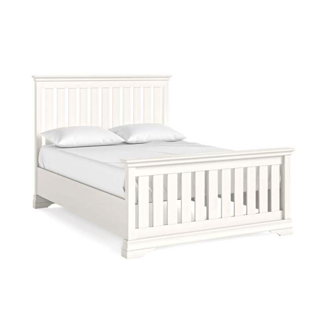 "Aria White Bedframe - Slatted 4'6"" High Footend Coconut Milk - Double" - image 1