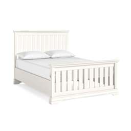"Aria White Bedframe - Slatted 4'6"" High Footend Coconut Milk - Double"