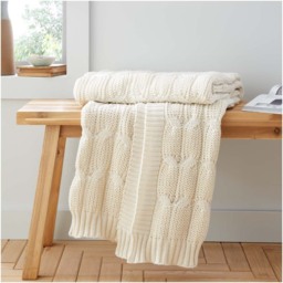 Chunky Marl Knit Cream Throw - Chunky Marl Knit Cream Throw 130x170CM