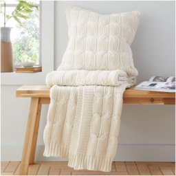 Chunky Marl Knit Cream Throw - Chunky Marl Knit Cream Throw 130x170CM - thumbnail 5