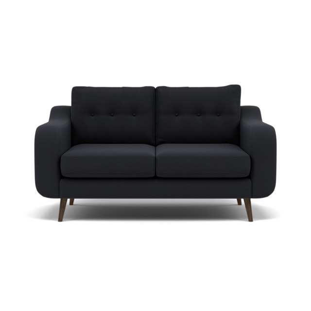 Phoebe 2 Seater Sofa - Small Sofa Standard Back Grade B - Plush Velvet Charcoal / American Walnut - image 1