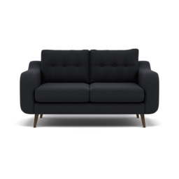 Phoebe 2 Seater Sofa - Small Sofa Standard Back Grade B - Plush Velvet Charcoal / American Walnut - thumbnail 1