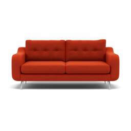 Phoebe 3 Seater Sofa - Large Sofa Standard Back Grade B - Plush Velvet Paprika / Chrome - thumbnail 1