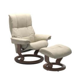 Stressless Mayfair Chair + Stool Classic Base -  Chair + Stool Classic Base Fabric Group 5 - Manual Recliner - Large - Clover 50112 Grey - thumbnail 1