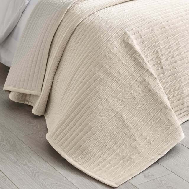 Catherine Lansfield Velvet Pinsonic Cream Bedspread - Velvet Pinsonic Natural Bedspread 220X220CM - image 1