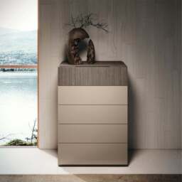 Portento 5 Drawer Chest - 5 Drawer Chest Taupe Cannete Wood matt - thumbnail 2