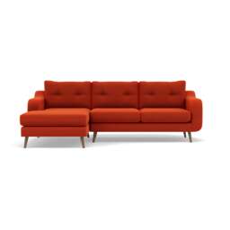 Phoebe Large Chaise Sofa - Large Chaise Sofa LHF Standard Back Grade B - Left Hand Facing - Plush Velvet Paprika / Weathered Oak