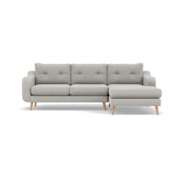 Phoebe Large Chaise Sofa - Large Chaise Sofa RHF Standard Back Grade B - Right Hand Facing - Plush Velvet Silver / Natural - thumbnail 1