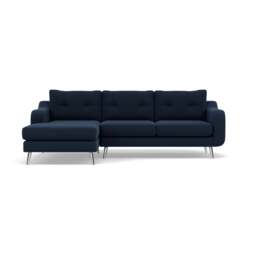 Phoebe Large Chaise Sofa - Large Chaise Sofa LHF Standard Back Grade B - Left Hand Facing - Plush Velvet Indigo / Chrome