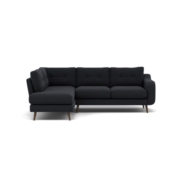 Phoebe Corner Sofa - Corner Group LHF Grade B - Left Hand Facing - Plush Velvet Charcoal / American Walnut - image 1