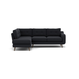 Phoebe Corner Sofa - Corner Group LHF Grade B - Left Hand Facing - Plush Velvet Charcoal / American Walnut