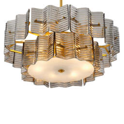 Eichholtz Silvano Chandelier Smoke and Frosted Glass Antique Brass Finish - Chandelier Silvano - thumbnail 4