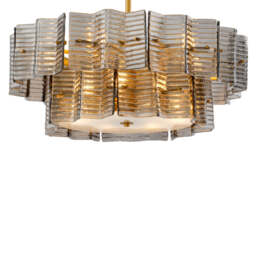 Eichholtz Silvano Chandelier Smoke and Frosted Glass Antique Brass Finish - Chandelier Silvano - thumbnail 1