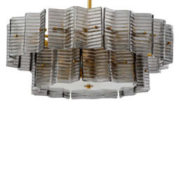 Eichholtz Silvano Chandelier Smoke and Frosted Glass Antique Brass Finish - Chandelier Silvano - thumbnail 3