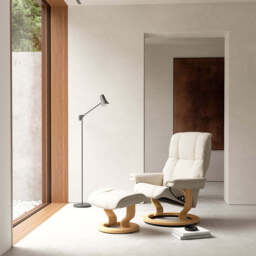 Stressless Mayfair Chair + Stool Classic Base -  Chair + Stool Classic Base Fabric Group 5 - Manual Recliner - Large - Calido 84 Dark Brown - thumbnail 2