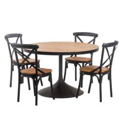 Coralia Round Dining Table - Round Dining Table Reclaimed Solid Wood - thumbnail 2
