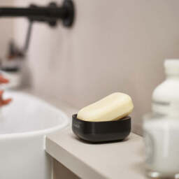 Joseph Joseph Bathroom Black Soap Dish - DISC Slim Compact Soap Dish Matt Black