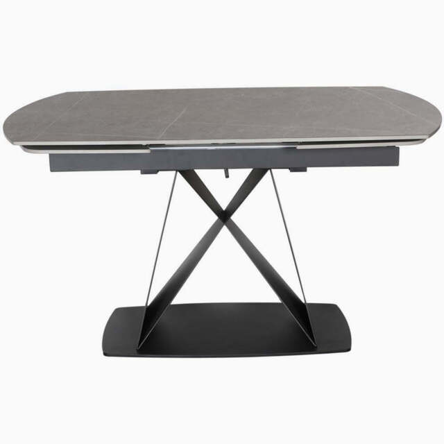 Odessey Motion Dining Table - Motion Dining Table 140-210cm Grey Sintered Stone / Black Powder Coat Metal Base - image 1