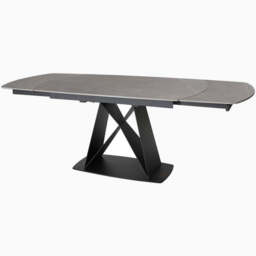 Odessey Motion Dining Table - Motion Dining Table 140-210cm Grey Sintered Stone / Black Powder Coat Metal Base - thumbnail 4