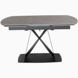 Odessey Motion Dining Table - Motion Dining Table 140-210cm Grey Sintered Stone / Black Powder Coat Metal Base