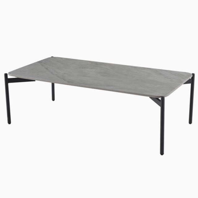 Rocco Ruibei Coffee Table - Rect Coffee Table Ruibei Grey Ceramic Top / Black Powder Coated Metal Legs - image 1