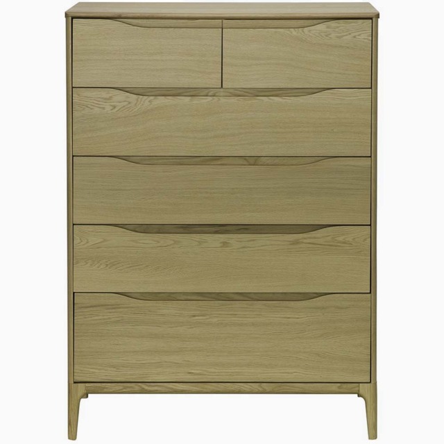 Ercol Rimini 6 Drawer Cabinet - 6 Drawer Tall Wide Chest Clear Matt - image 1